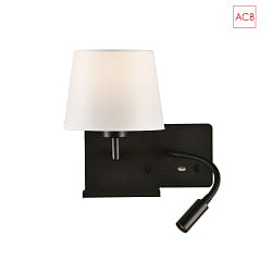 wall luminaire HOLD 16/3664 with switch, with USB connection, right E27 IP20, black