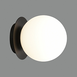 Wandleuchte PARMA, rund,  15,0 cm, 1 x E27 LED, 15W, IP44, IK00, schwarz/opal