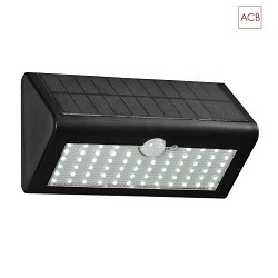 LED solar wall luminaire 16/2020 with presence detector, IP64, 6.6W 6000K 600lm, black