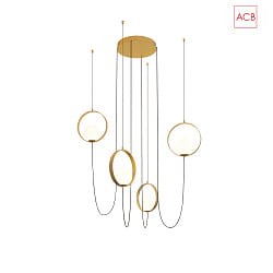 pendant luminaire HALO 3815/4 4 flames IP20, gold, opal