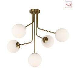 Suspension pendulaire PARMA 3946/5 5 flammes E27 IP20, mat, opale, or antique