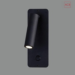 LED reading luminaire ARON 16/3240, recessed version, 3W 3000K 315lm, with switch, adjustable, black