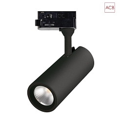 LED 3-Phasen Schienenstrahler ISQUIA 4117/6, COB, 13W 3000K 1200lm, CRI-95, verstellbar, inkl. -Adapter, Schwarz