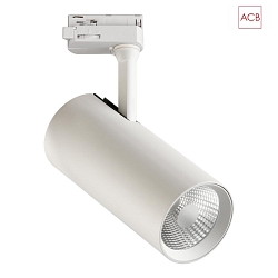 LED 3-Phasen Schienenstrahler ISQUIA 4117/9, COB, 27W 3000K 2625lm, CRI-95, verstellbar, inkl. Adapter, Wei