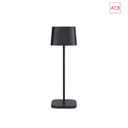 Lampe de table  accu STROLL 8218 avec interrupteur, avec batterie IP65, noir mat