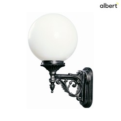 Outdoor wall luminaire Typ Nr. 0609 with ball shade  25cm, IP44, E27 QA55 max. 57W, cast alu, black-silver / opal glass