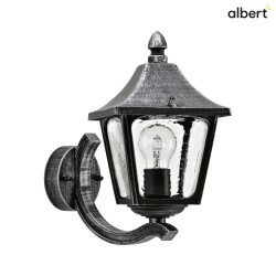 Outdoor Wall luminaire Country style square Type No. 1820, with wall bracket, IP44, E27, cast alu, hollow glass clear, black