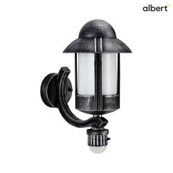 Outdoor Wall luminaire Country style Night wathcman Type No. 1840 with motion sensor, IP44, E27, cast alu / Opal, black