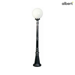 Path light Type No. 2014 with ball shade  25cm, IP44, height 134cm, E27 QA55 max. 57W, cast alu / Opal glass, black-silver