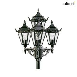 Mast light Country style 4 flames Type No. 2056, height 248cm, 4x E27 QA55 max. 57W, cast alu / glass clear, black-silver