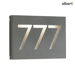 Numero civico illuminato TYPE NO 6005 3 cifre IP44, antracite, Opale dimmerabile