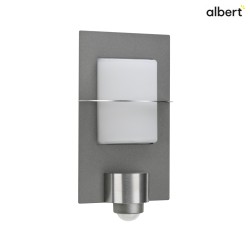 Outdoor Wall luminaire Type No. 6223, motion sensor (Type No. 6140), IP44, E27 QA55 max. 57W, stainless steel / anthracite