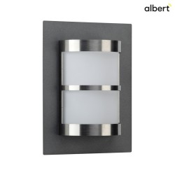 Auenwandleuchte Typ Nr. 6224, IP44, halbrund, 20 x 26cm, E27 QA55 max. 57W, Edelstahl / Anthrazit / Opal