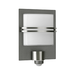 Outdoor Wall luminaire Type No. 6250 with motion sensor (Type No. 6251), 26 x 36cm, E27 QA55 max. 57W, anthracite opal