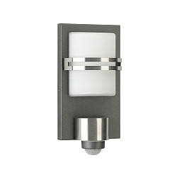 Outdoor Wall luminaire Type No. 6260 with motion sensor (Type No. 6261), 16.5 x 32.5cm, E27 max. 57W, anthracite opal