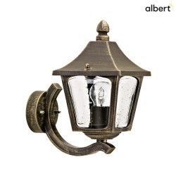 Outdoor Wall luminaire Country style square Type No. 1820, standing with wall bracket, E27, cast alu, glass, brown brass matt