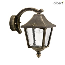 Outdoor Wall luminaire Country style square Type No. 1821, hanging with wall bracket, E27, cast alu, glass, brown brass matt