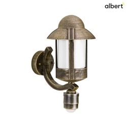 Auenwandleuchte Landhausstil Nachtwchter Typ Nr. 1840 mit Bewegungsmelder, IP44, E27, Alu-Guss / Opal, Braun-Messing