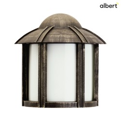 Outdoor Wall luminaire Type No. 3221, half round with roof, IP44, E27 QA55 max. 57W, cast alu / opal glass, brown brass matt