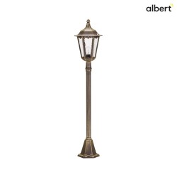 Path light Country style Type No. 4142, height 115cm, E27 QA55 max.57W, cast alu / cathedral glass, brown brass