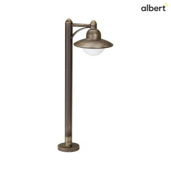 Path light Country style Hat shape round Type No. 4150, IP44, 90cm, E27 QA55 max. 57W, cast alu / opal glass, brown brass