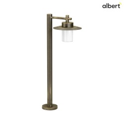 Path light Country style Hat shape flat Type No. 4152, IP44, 88.5cm, E27 QA55 max. 57W, cast alu / opal glass, brown brass