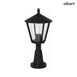 Sockelleuchte Landhausstil modern Typ Nr. 0529, IP44, Höhe 56.5cm, E27 QA55 max. 57W, Alu-Guss / Acryglas klar, Schwarz matt