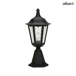 Pedestal luminiare Country style Type No. 0541, IP23, height 53cm, E27 QA55 max.57W, cast alu / cathedral glass, black
