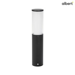 Pedestal luminaire Type No. 0545, IP44, 50cm, E27 max. 20W (LED), stainless steel / acrylic glass / inside opal, black matt