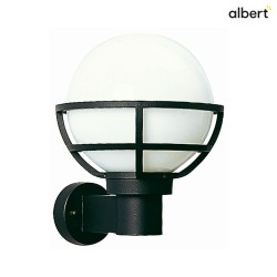 Auenwandleuchte Typ Nr. 0612 mit Kugelschirm  23cm, IP44, E27 QA55 max. 57W, Alu-Guss / Opalglas, Schwarz matt