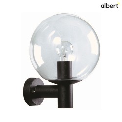 Auenwandleuchte Typ Nr. 0639, mit Glaskugel  25cm, E27, Schwarz matt / Klarglas