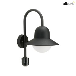 Outdoor Wall luminaire Type No. 0662 with motion sensor (Type No. 0661), IP44, E27 QA55 57W, cast alu opal glass, black