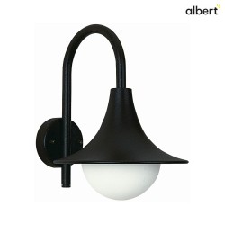 Auenwandleuchte Typ Nr. 0669, mit Bogenarm, IP44, E27 QA55 max. 57W, Alu-Guss / Opalglas, Schwarz matt