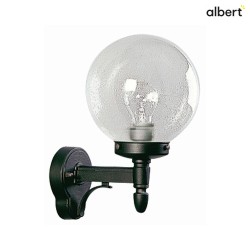 Auenwandleuchte Typ Nr. 0698, Kugel- 20cm, E27, Alu-Guss / Blasenglas klar, Schwarz matt