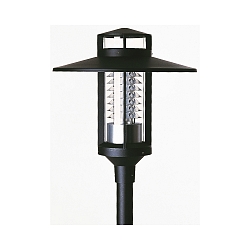 Outdoor LED Mastaufsatzleuchte Typ Nr. 0809, Schrgdach mit flacher Spitze, 1-flammig, 52W 3000K 4150lm, schwarz / klar