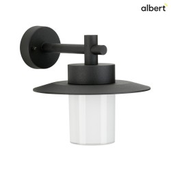 Outdoor Wall luminaire Country style Hat shape flat Type No. 1852, IP44, E27 QA55 max. 57W, cast alu / opal glass, black matt