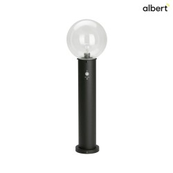 Bollard light Type No. 2012 with motion sensor (Type 2010), with glass ball  25cm, E27, black matt / crystal glass