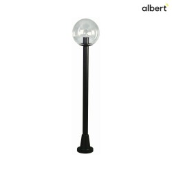 Wegeleuchte Typ Nr. 2053,  25cm, Hhe 125cm, IP44, E27 A65 max.150W, Kugel transparent, schwarz matt