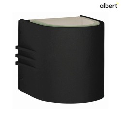 LED Auenwand-Strahler Typ Nr. 2308 - 2-seitig, breit/breit, Rund, IP44, 230V AC/DC, 6W 3000K 660lm, Borosilikatglas, Schwarz