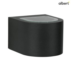 LED Auenwand-Strahler Typ Nr. 2340, Up/Down, breit/breit, Rund, IP44, 230V, 6W 3000K 660lm, Linse klar, Glas, Schwarz