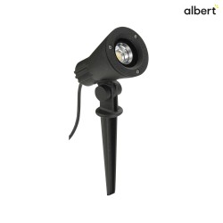 LED Ground spike Spot Type No. 2354, IP54, 230V AC/DC, 8W 3000K 800lm 30, rotatable, pivotable, connector cable, black matt