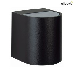 LED Auenwand-Strahler Typ Nr. 2402, Up/Down, breit/breit, Rund, IP44, 230V, 2x 6.7W 3000K 600lm, Glas, Schwarz
