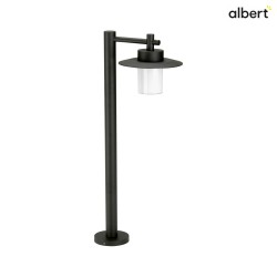 Wegeleuchte Landhausstil Hutform Flach Typ Nr. 4152, IP44, Hhe 88.5cm, E27 QA55 max. 57W, Alu-Guss / Opalglas, Schwarz matt