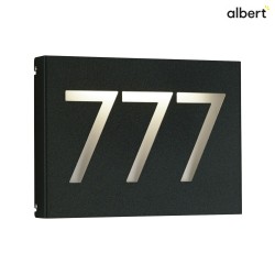 illuminated house number TYPE NO 6005 3-digits IP44, opal, black dimmable