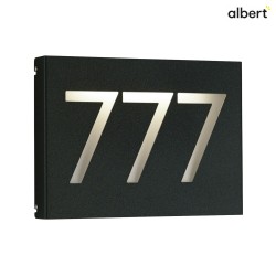 Numero civico illuminato TYPE NO 6005 3 cifre IP44, Opale, Nero dimmerabile