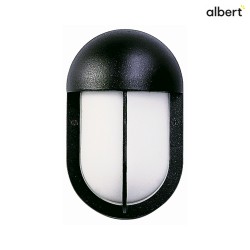 Outdoor Wand- und Deckenleuchte Typ Nr. 6031, oval mit Teilblende, IP44, E27 QA55 max. 57W, Alu-Guss / Opalglas, Schwarz matt