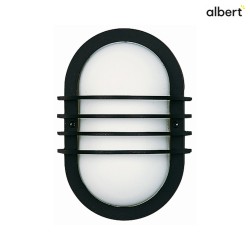 Outdoor Wand- und Deckenleuchte Typ Nr. 6046, oval mit Querstreben, IP44, E27 QA55 max. 57W, Alu-Guss / Opalglas, Schwarz matt