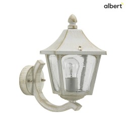 Outdoor Wall luminaire Country style square Type No. 1820, standing with wall bracket, IP44, E27, cast alu glass, white-gold