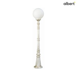 Path light Type No. 2014 with ball shade  25cm, IP44, height 134cm, E27 QA55 max. 57W, cast alu / opal glass, white-gold