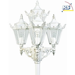 Mastleuchte Landhausstil 4-flammig Typ Nr. 2056, Hhe 248cm, 4x E27 QA55 max. 57W, Alu-Guss / Glas klar, Wei-Gold